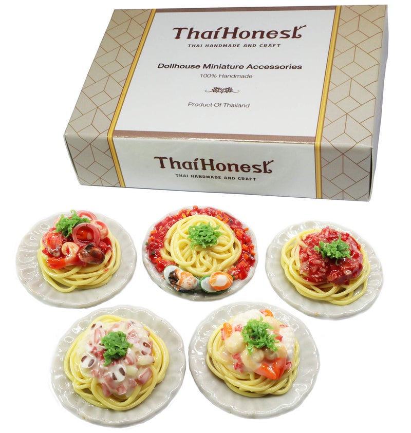ThaiHonest Mixed 5 Assorted Spaghetti Dollhouse Miniature Food,Tiny Food - Image 1
